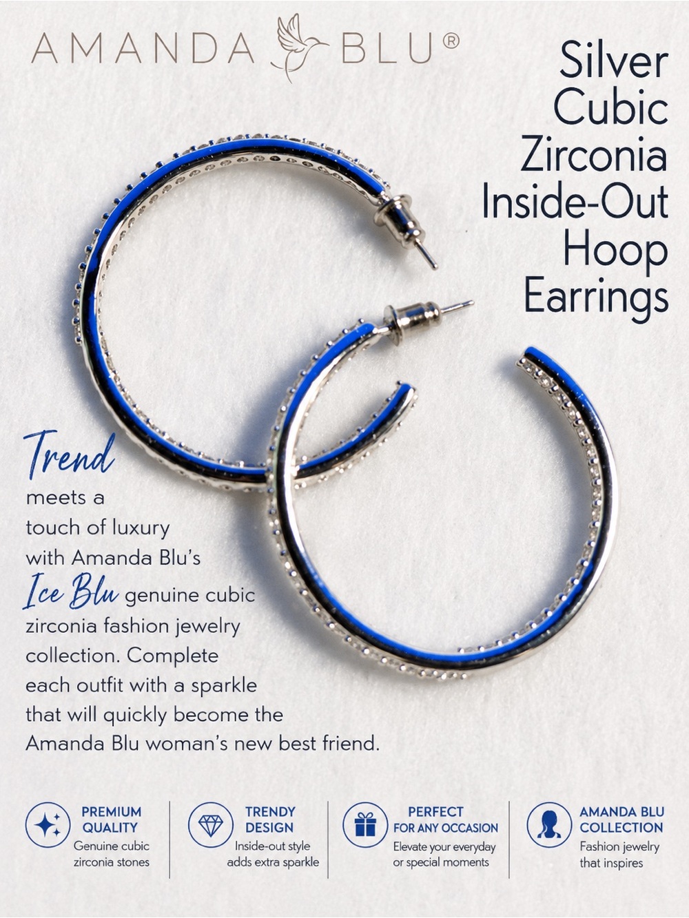 Amanda Blu® Silver Gold Cubic Zirconia Inside-Out Hoop Earrings